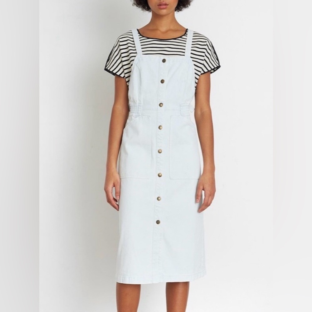 Apiece Apart White Cotton Canvas Apron Dress